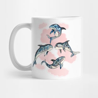 Killerwhales in pink sky Mug